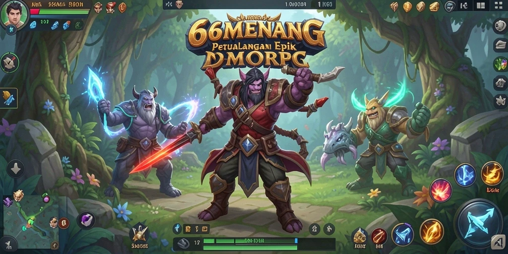 Tangkapan layar 66MENANG menampilkan pengalaman gameplay MMORPG yang mengasyikkan.