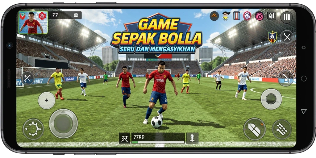 Gambaran gameplay menarik dari 77RP yang penuh aksi sepak bola.