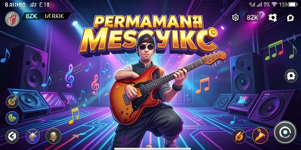 Screenshot gameplay 8ZK yang menggambarkan keseruan bermain musik.