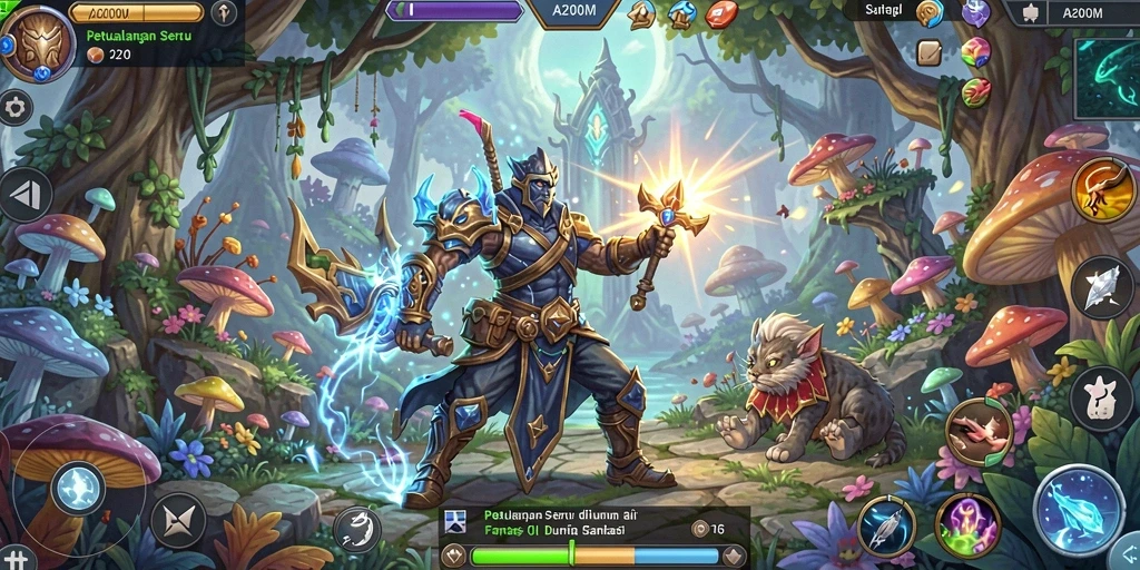 Screenshot menunjukkan gameplay seru A200M saat menjelajahi dunia petualangan.