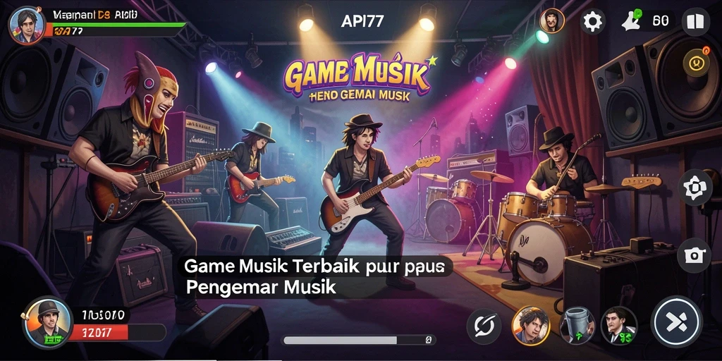 Tangkapan layar utama API77 menampilkan pemain menikmati permainan musik yang seru.
