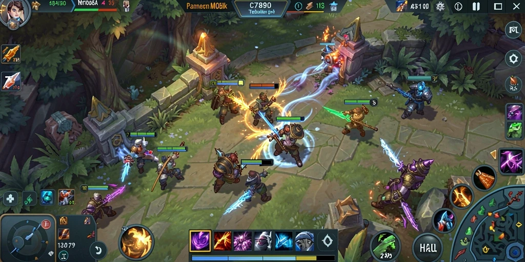 Screenshot gameplay C7890 menunjukkan pertarungan tim yang mendebarkan.