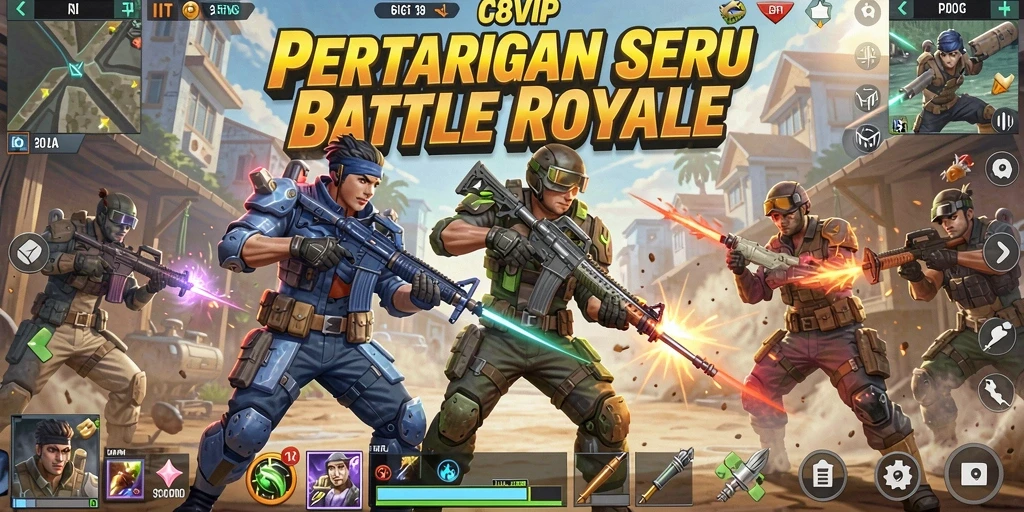 Gameplay C8VIP yang intens dalam pertarungan Battle Royale.