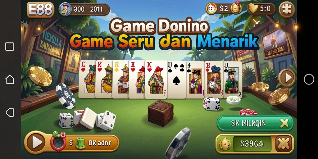 Menggambarkan gameplay seru E88 dalam bermain Domino.