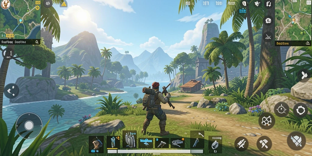 Screenshot gameplay <strong>GOD77</strong>, menampilkan eksplorasi dunia terbuka yang luas.