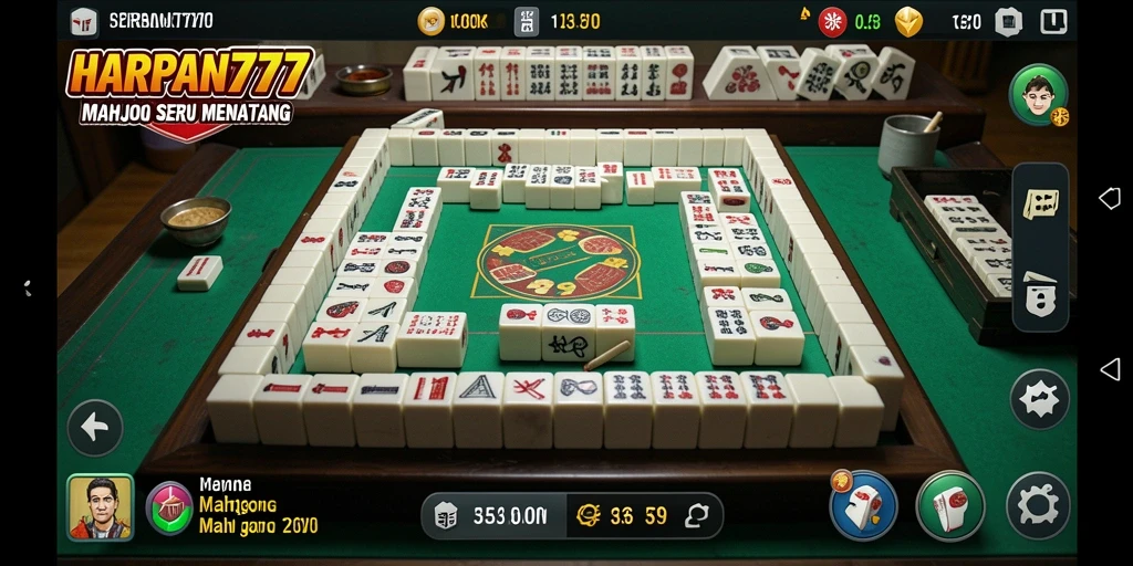 Tampilan gameplay seru di HARAPAN777 saat bermain Mahjong.
