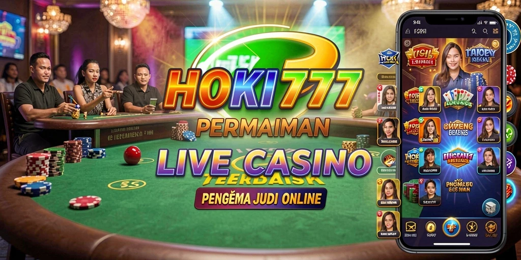 Tampilan gameplay HOKI777 yang menarik dengan dealer langsung dan permainan seru.