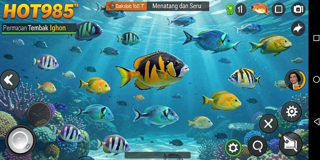 Screenshot menunjukkan serunya gameplay Tembak Ikan di HOT985.