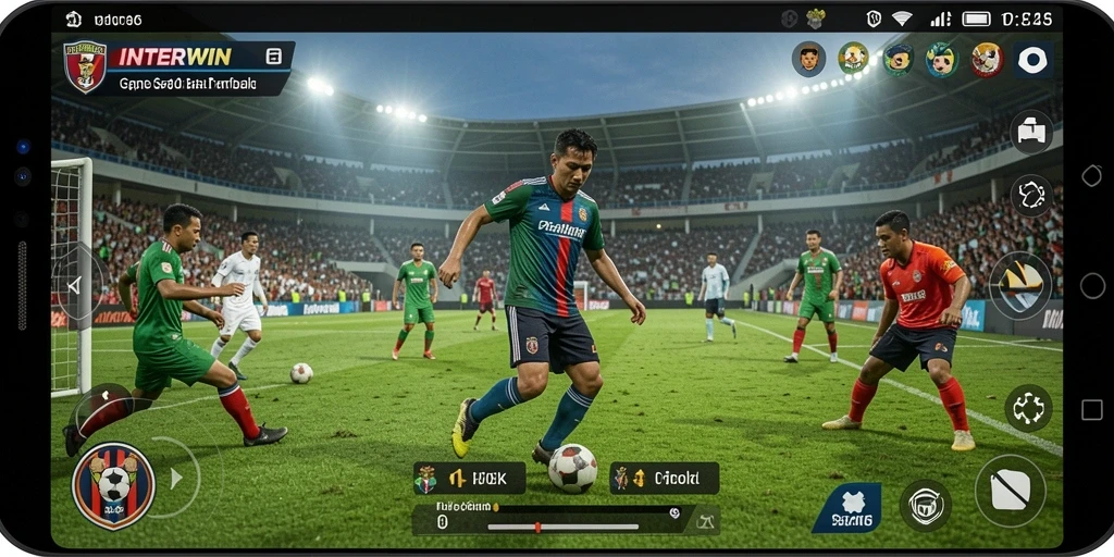 Tampilan gameplay <strong>INTERWIN</strong> yang memukau dan mendebarkan dalam pertandingan sepak bola.