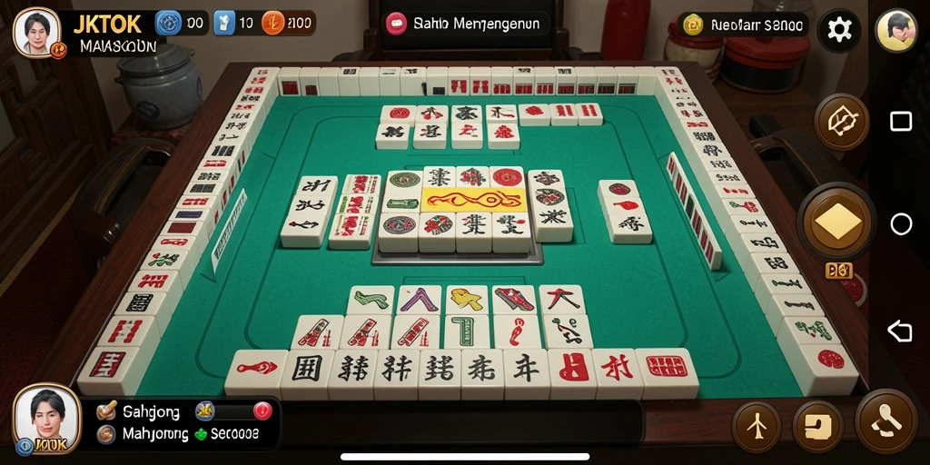 Tampilan gameplay JKTOK yang menarik saat bermain Mahjong.