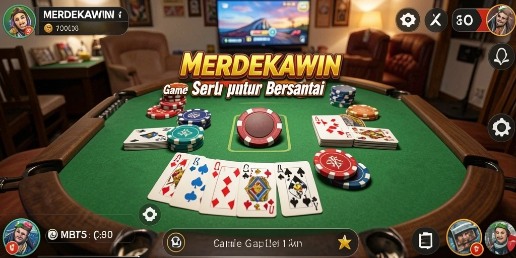 Tampilan gameplay seru dalam permainan Gaple MERDEKAWIN.