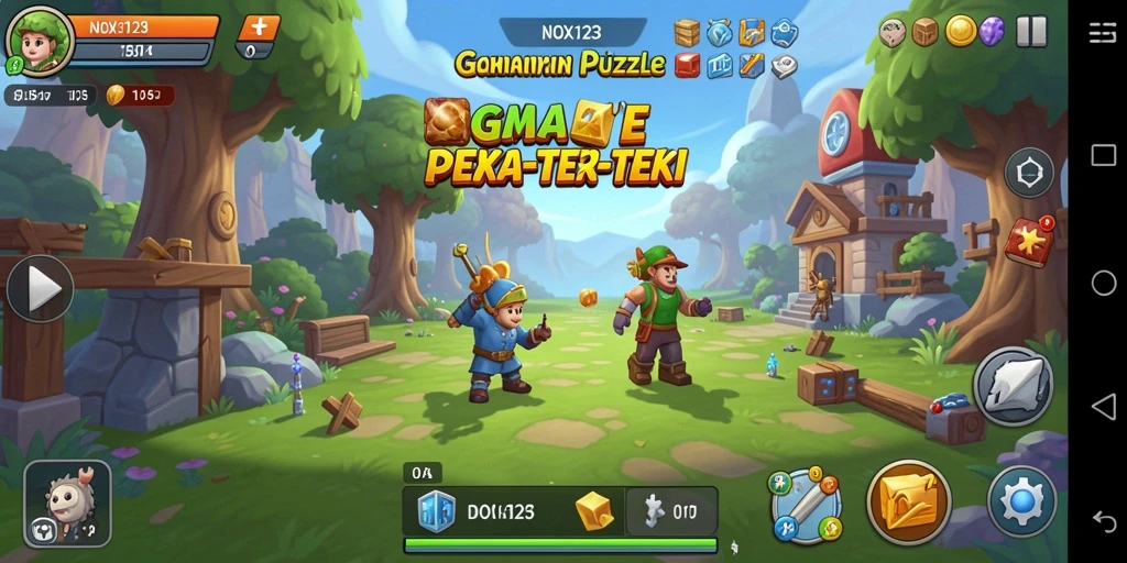Screenshot utama NOX123 menampilkan gameplay Puzzle yang menarik.