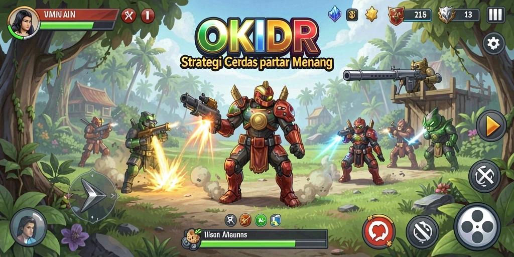 Screenshot utama OKIDR yang menunjukkan gameplay strategi yang mendebarkan.