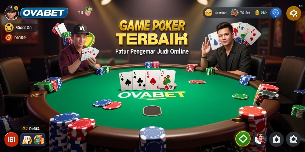 Screenshot utama OVABET menunjukkan pemain poker sedang bersaing di meja virtual.