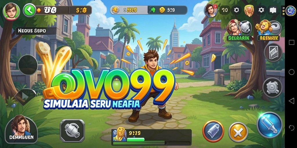 Tampilan gameplay OVO99 yang menarik dengan karakter interaktif.