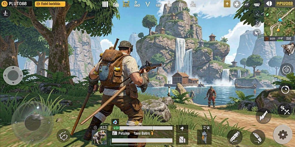 Tampilan gameplay mendebarkan di dunia terbuka PLUTO88.