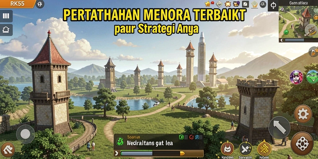 Tangkap layar menunjukkan pertempuran seru dan strategi menara yang cerdas dalam RK55.