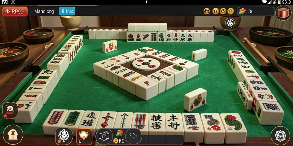 Tampilan utama RP99 dengan gameplay Mahjong yang seru dan menarik.