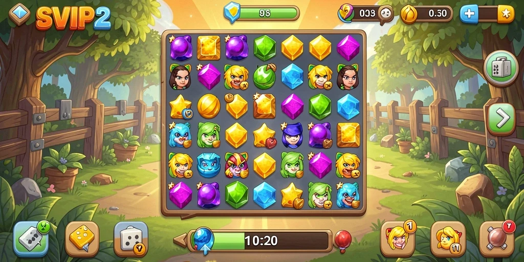 Screenshot gameplay SVIP2 yang menarik dan penuh warna saat mencocokkan objek.