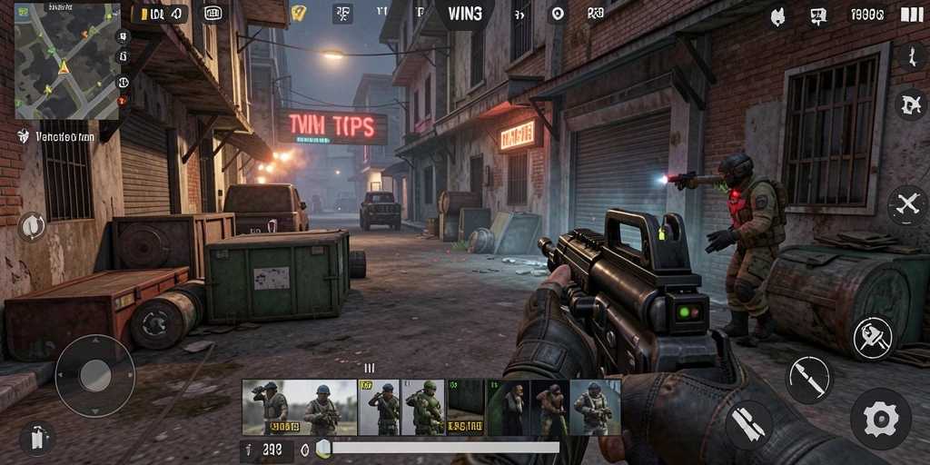 Screenshot gameplay WIN33 menunjukkan aksi pertempuran yang mendebarkan dalam perspektif ketiga.