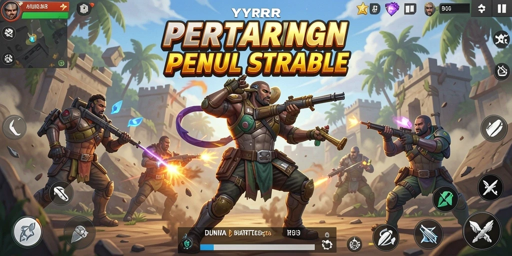 Tangkapan layar gameplay YYRR menampakkan pertarungan intens dalam arena Battle Royale.